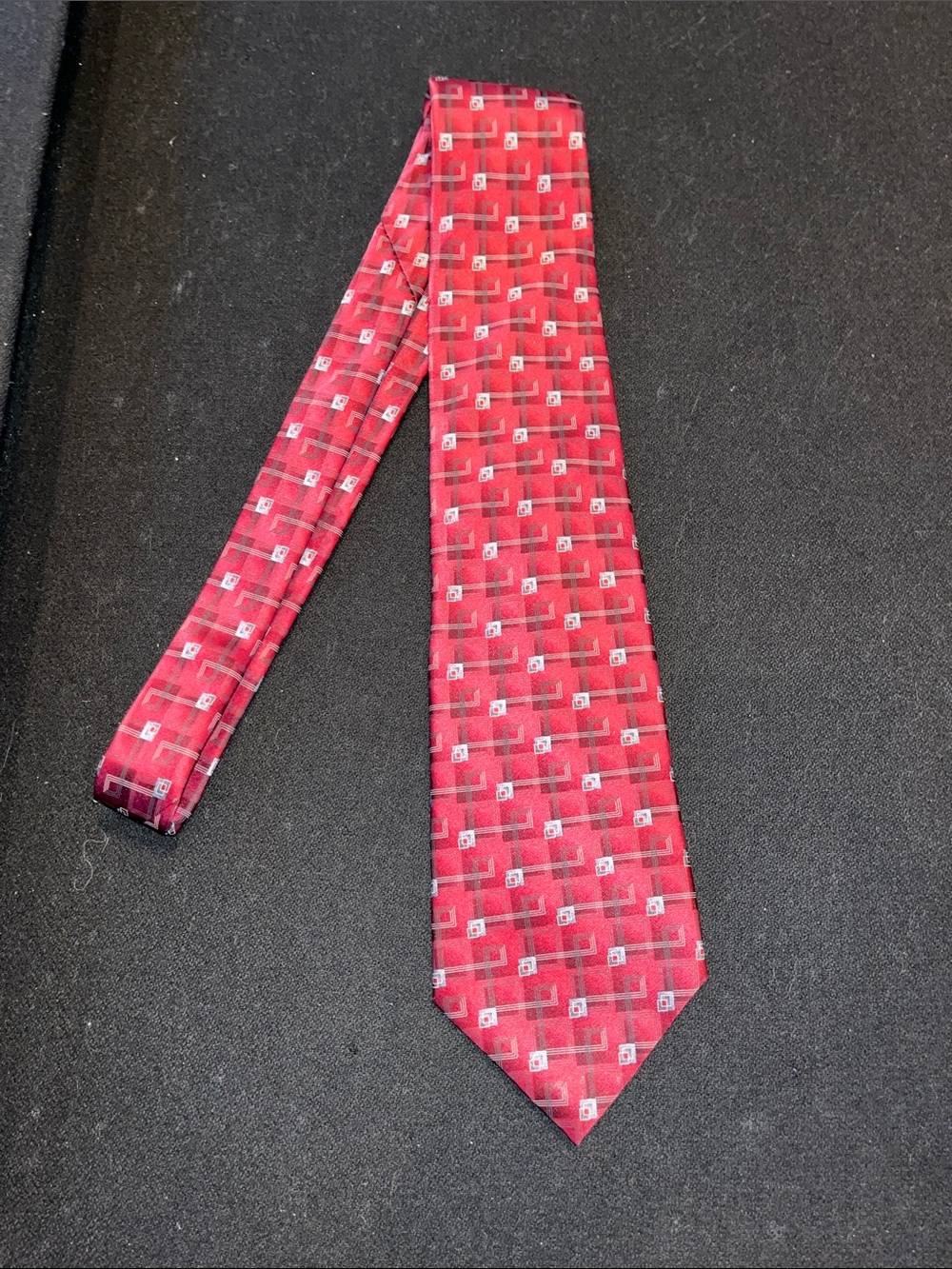 Arrow Red Geometric Square Silk Tie